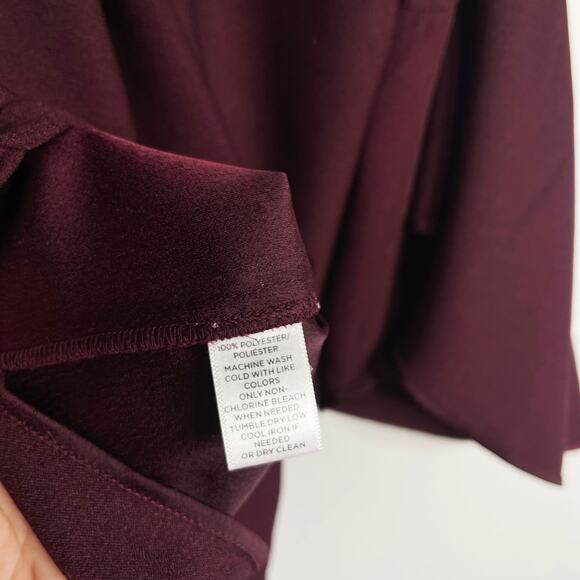 New LOFT M Burgundy Red Ruffle Off The Shoulder Halter Blouse Top Bell Sleeve - Picture 9 of 13